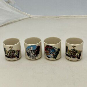 Set Of 4 Japanese Designed Sake Shot Glasses Sanja Matsuri Festival